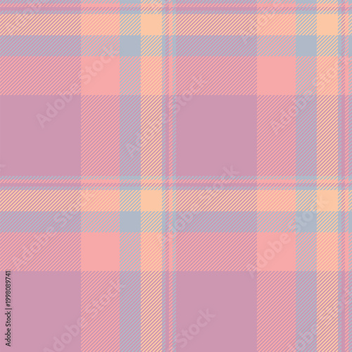Age textile plaid background, seasonal tartan texture seamless. Aesthetic vector check fabric pattern in light and red colors.