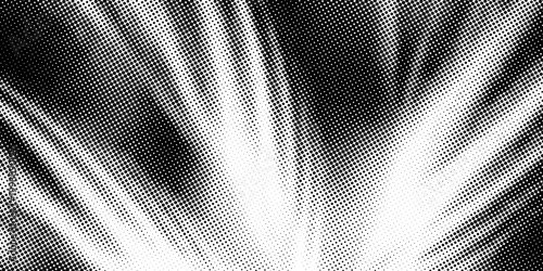 Radial halftone pattern texture. Vector black and white radial dot gradient background for retro, vintage wallpaper graphic effect. Monochrome pop art dot overlay for poster illustration