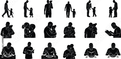 Foto Silhouettes of families a collection of diverse parental and child figures