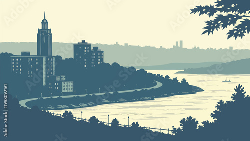 Yonkers NY commuter town skyline vector art