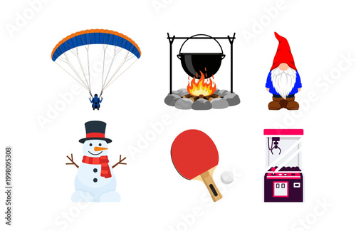 Collection of vector icons for recreation and leisure activities