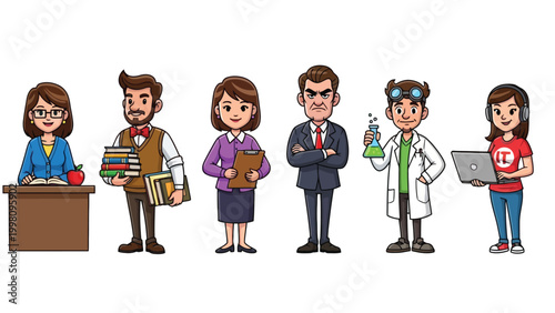 Diverse professions a collection of cartoon characters representing various careers