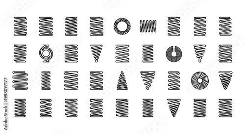 collection of various types of spring coils and fasteners industrial elements