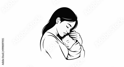Gentle embrace of a mother holding her sleeping infant (2)