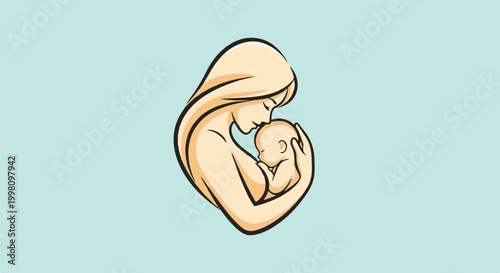 Gentle embrace of a mother holding her sleeping infant