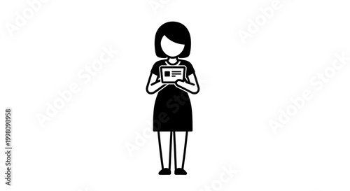 Female Icon Holding ID Card
