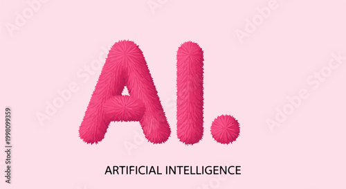 Fluffy pink AI letters on a pale pink background with text