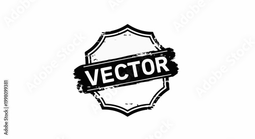 Distressed black and white shield shape with "VECTOR" text in a grunge style