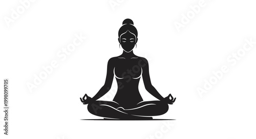 yoga woman silhouette meditating in lotus position