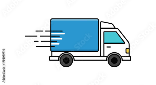 Fast delivery truck speeding with motion lines
