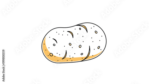 Single cartoon style potato illustration with simple lines and shading on a clean white background for food related content.
