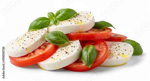 Fresh mozzarella cheese with tomato and basil salad