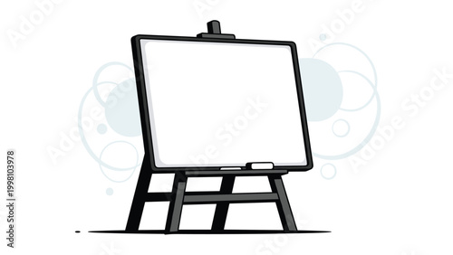 Empty whiteboard standing on a wooden easel ready for professional business presentations or educational teaching sessions and workshop meetings.