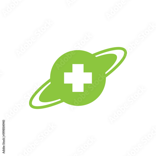 Unique clean simple health planet Logo