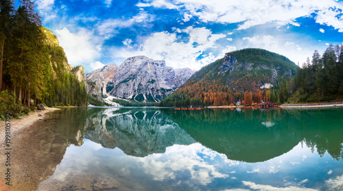 Photos Pragser Wildsee, or Lake Prags, is a natural lake in the Prags Dolomites in Braies, South Tyrol, Italy