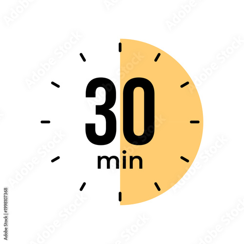 30 minute duration clock icon for countdown and scheduling