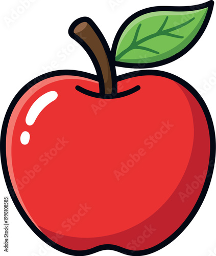 red apple with leaf