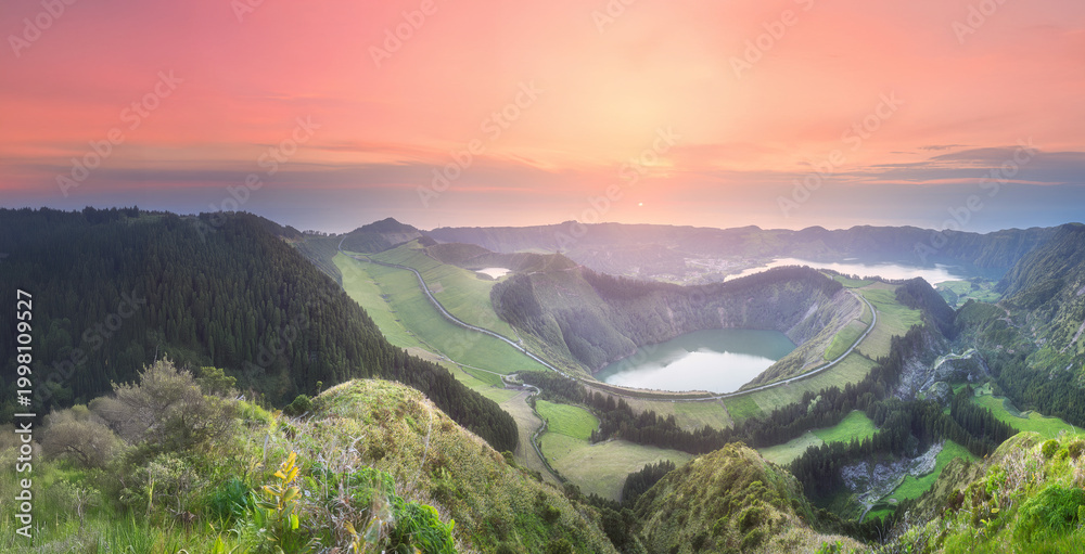 Fototapeta premium Mountain landscape Ponta Delgada island, Azores