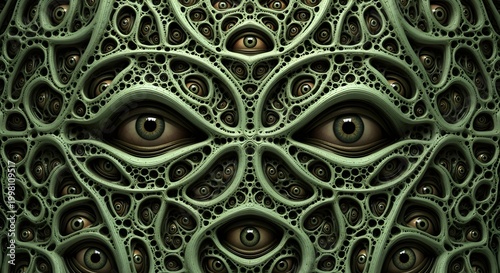 Abstract Scary Eyes Pattern on Fractal Skin Texture