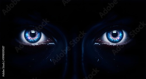 Hyper-Realistic Supernatural Eyes Emerging from Darkness