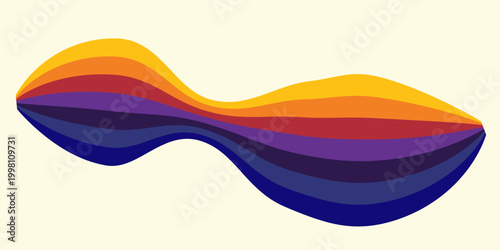 Abstract colorful 70s background vector. Vintage retro wallpaper with rainbow stripes and wavy lines. A 1970 color illustration suitable for posters, banners, decorative items and wall art.