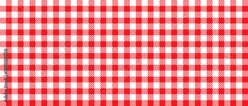 Vintage red vichy pattern. Seamless checkered picnic tablecloth texture, Italian pizzeria fabric, retro basket napkin textile, classic vector background for wrapping paper and print design