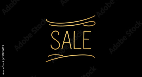 Elegant gold "SALE" text with decorative flourishes on a black background, suggesting a luxury retail event or promotion.