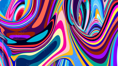 Vibrant Abstract Colorful Swirling Pattern with Dynamic Waves