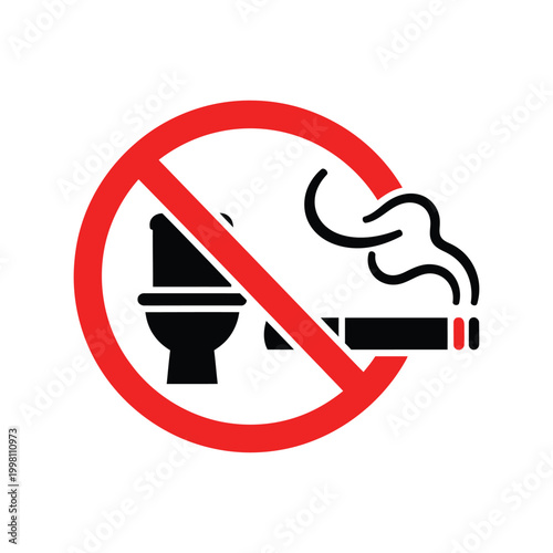 No smoking allowed sign with a cigarette and a toilet icon Vector