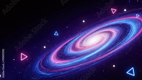 Galaxy in space with stars and triangles
