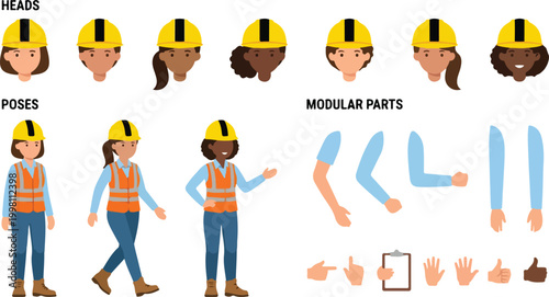 Female Construction Worker Illustration.