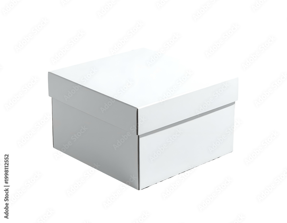 Naklejka premium A closed, white, square box with a lid