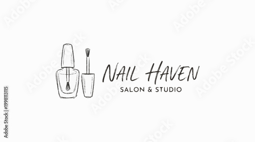 Nail salon logo with nail polish and brush.