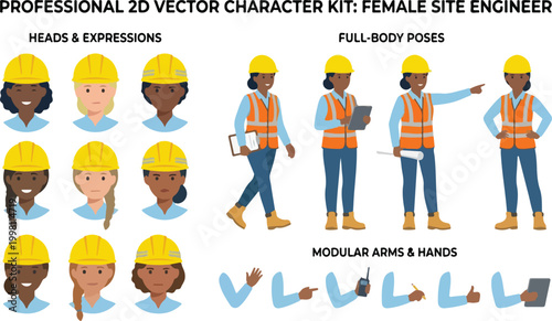 Female Site Engineer Vector.