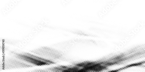Dotted halftone texture background. Black and white pop art gradient overlay. Fading grunge gritty noise wallpaper. Weathered pixelated comic backdrop. Vector bitmap subtle vanishing surface