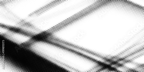 Dotted halftone texture background. Black and white pop art gradient overlay. Fading grunge gritty noise wallpaper. Weathered pixelated comic backdrop. Vector bitmap subtle vanishing surface
