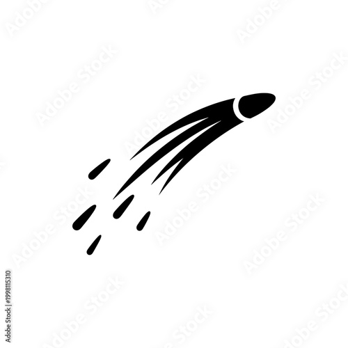 A dynamic illustration depicts a fast moving comet streaking across the sky forming a striking silhouette