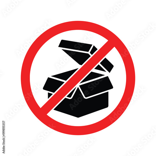 Foto No open box sign with a red prohibition circle symbol Vector