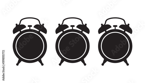 Bilde på lerret black and white silhouette set of alarm clock very high quality vector illustration