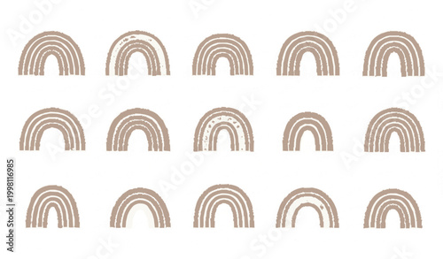Rainbow arches vector set with colorful layered curves pastel and classic rainbow shapes collection