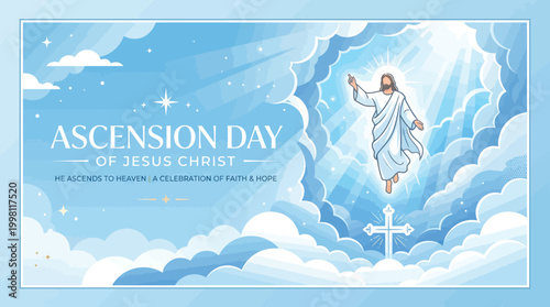 Ascension Day of Jesus Christ Blue Sky and Cross
