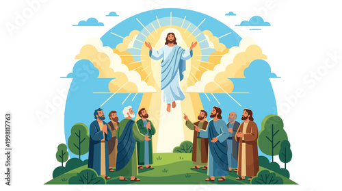 Ascension of Christ with Disciples and Heavenly Glory