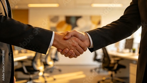 Two men in suits shaking hands