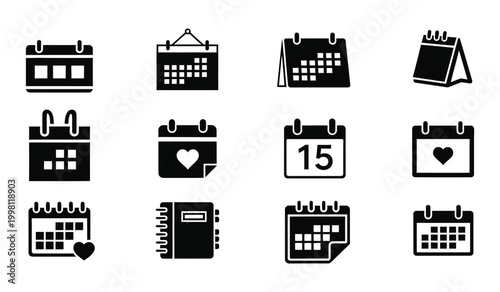 Calendar icon silhouette vector illustration