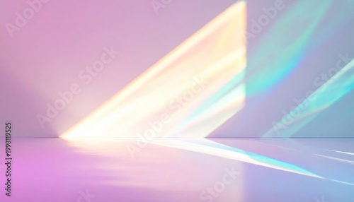Abstract Geometric Light Beams on Pastel Studio Background.
