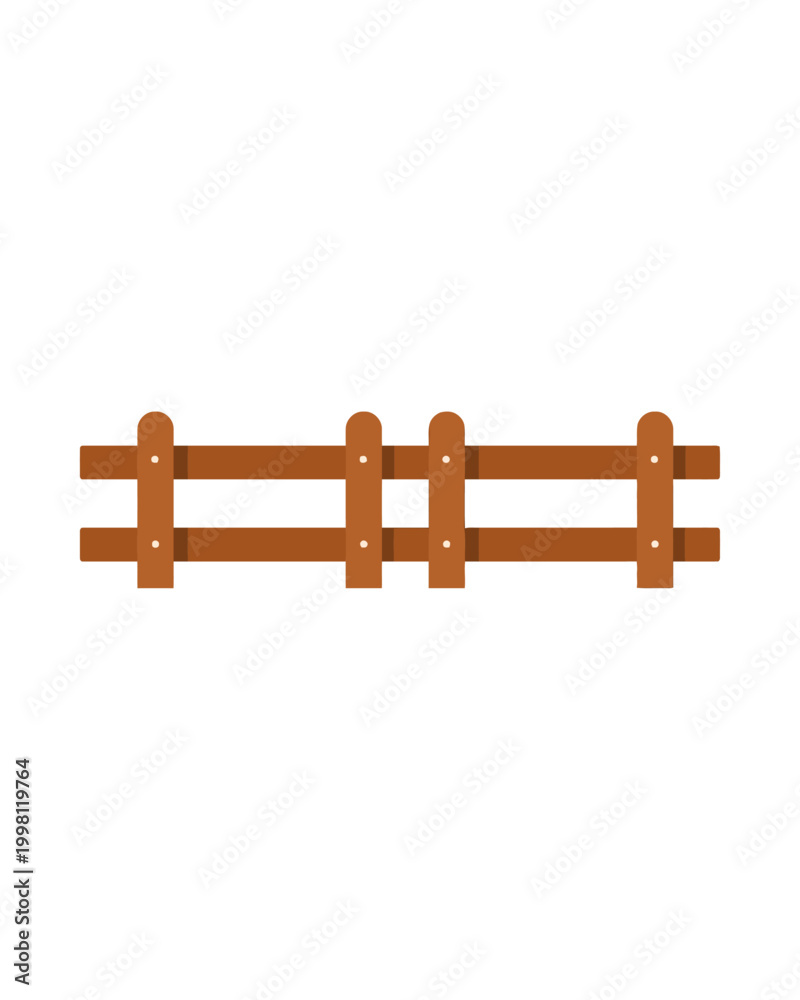 Obraz premium Rustic Wooden Fence Illustration on White Background