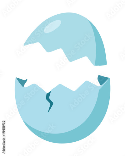 Εκτύπωση καμβά Broken blue eggshell with a crack, symbolizing fragility and new beginnings in a