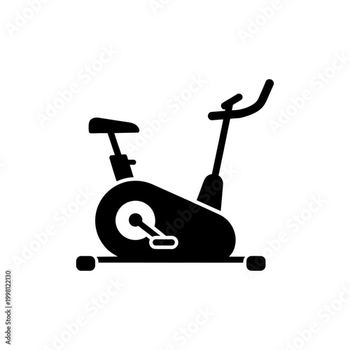 A minimalist black icon depicts a stationary exercise bike for indoor fitness training silhouette