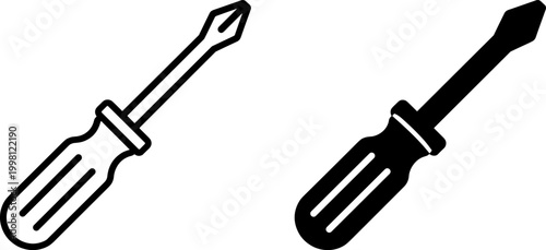 screwdriver tool icon in outline and solid styles repair and construction equipment symbol simple vector isolated on transparent background