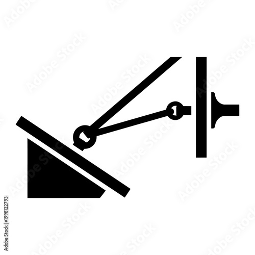 Tableau sur toile A stark black silhouette of a vintage record player arm and tonearm mechanism si